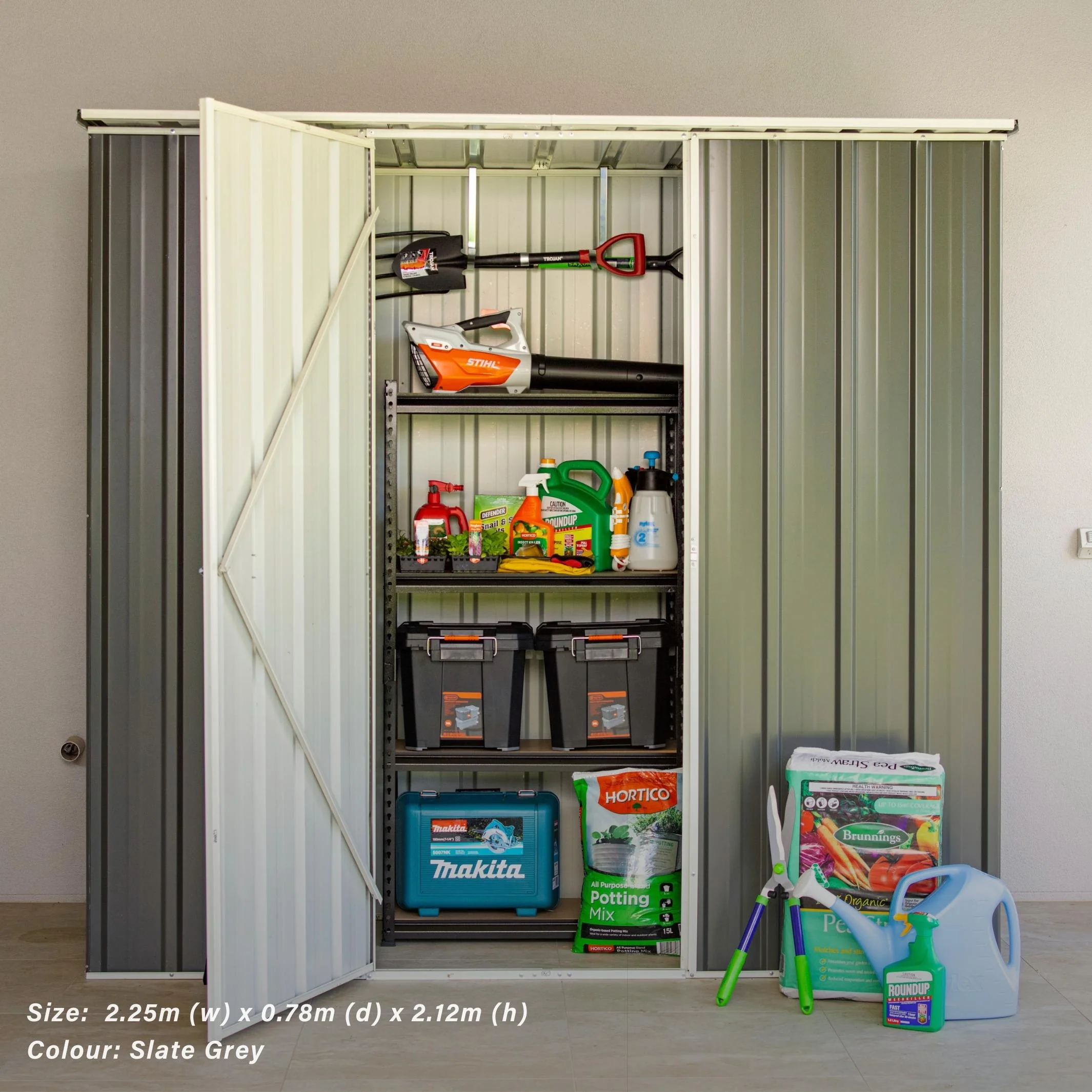 2.25m x 0.78m Flat Roof Garden Shed - Image 26