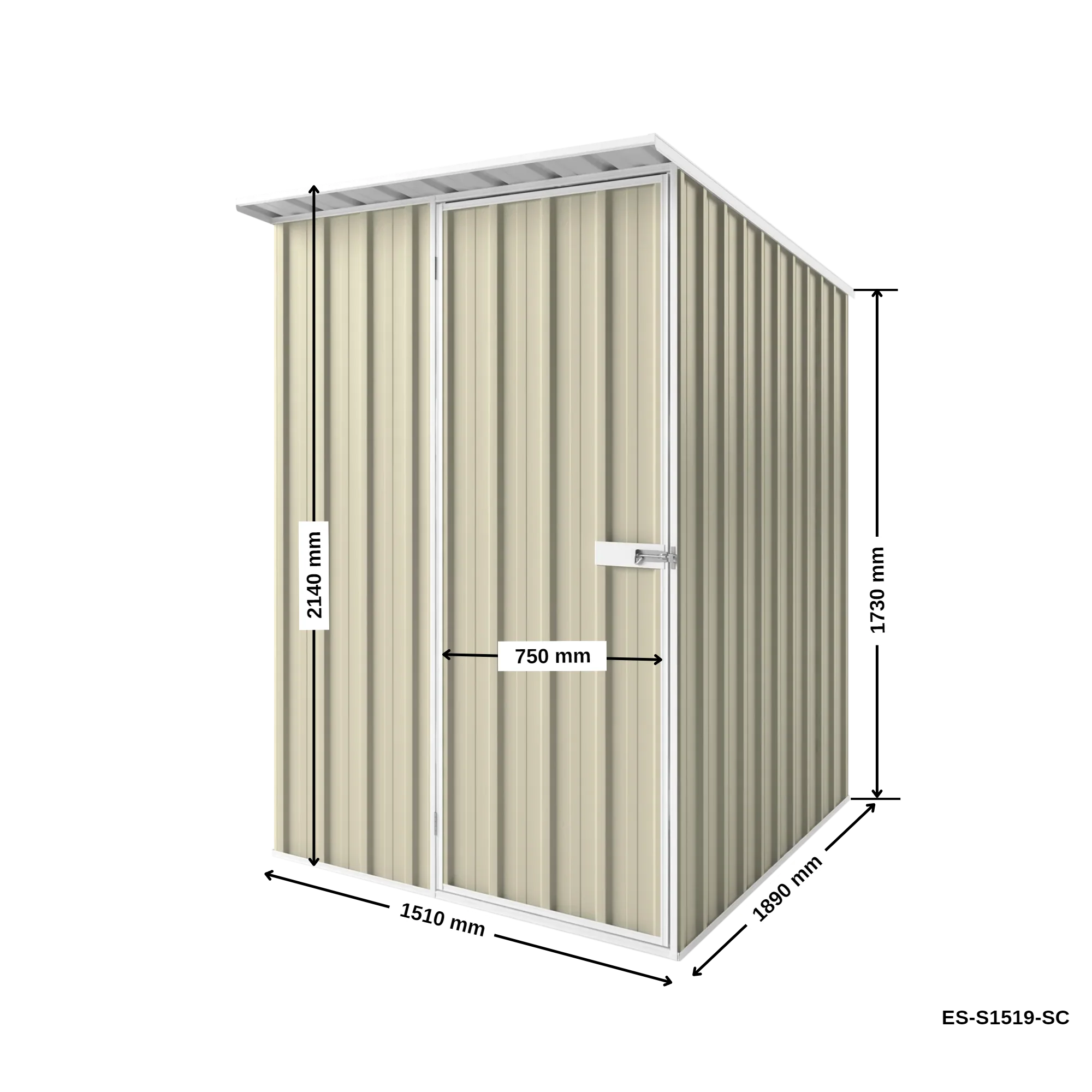 1.5m x 1.9m x 2.1m Skillion Roof Garden Shed - Image 14